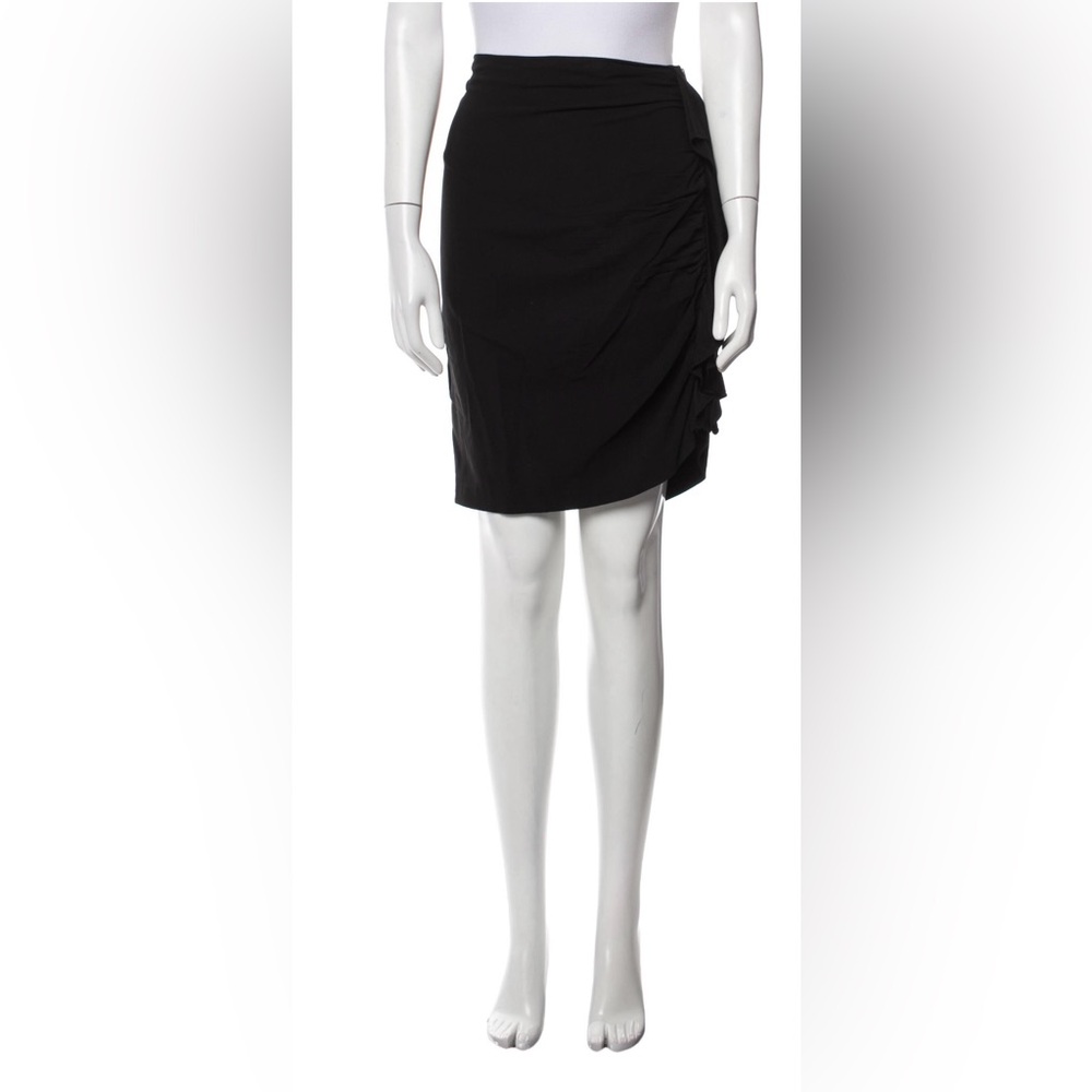 Veronica Beard Black Ruched Mini Pencil Skirt